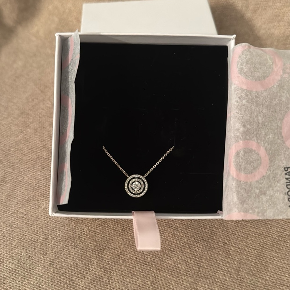 Pandora Sparkling Double Halo Collier Necklace 17 inches